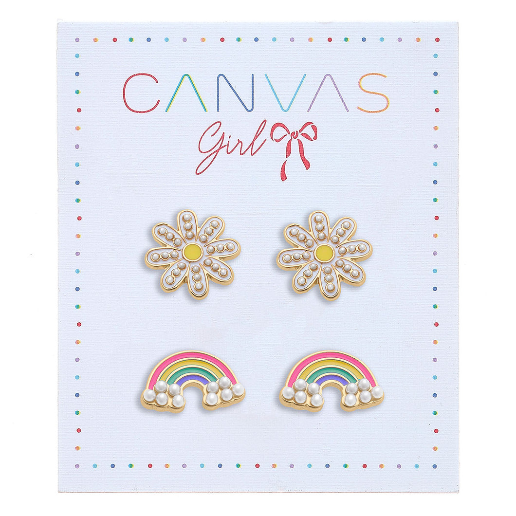 Madeleine Rainbow and Daisy Children's Earrings to