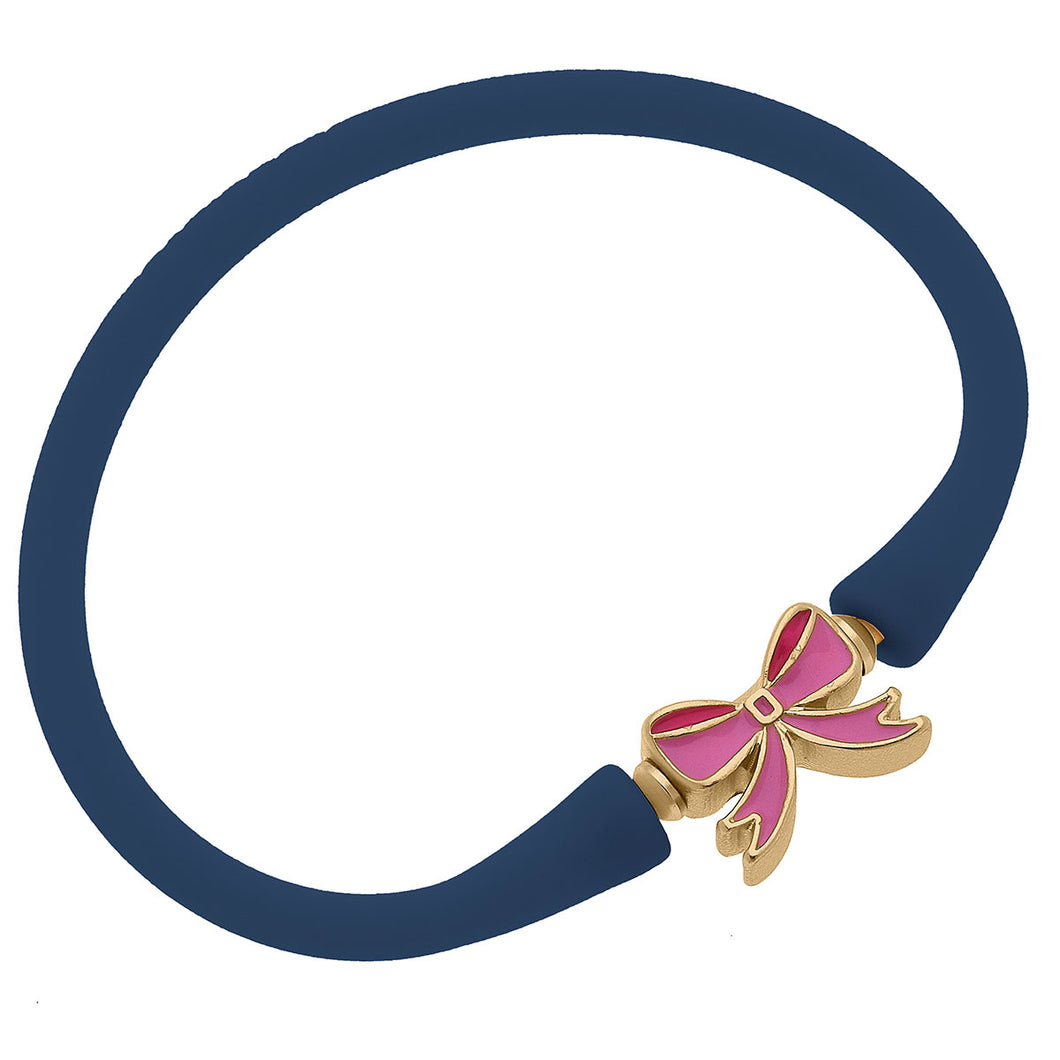 Bali Navy with Pink Bow Silicone Children's Bracelet