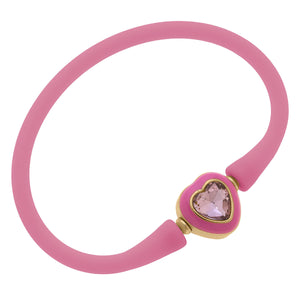 Bali Pink with  Pink Heart Silicone Children's Bracelet
