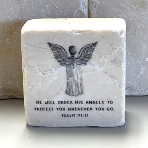 He will Order His Angels to Protect You Scripture Stone
